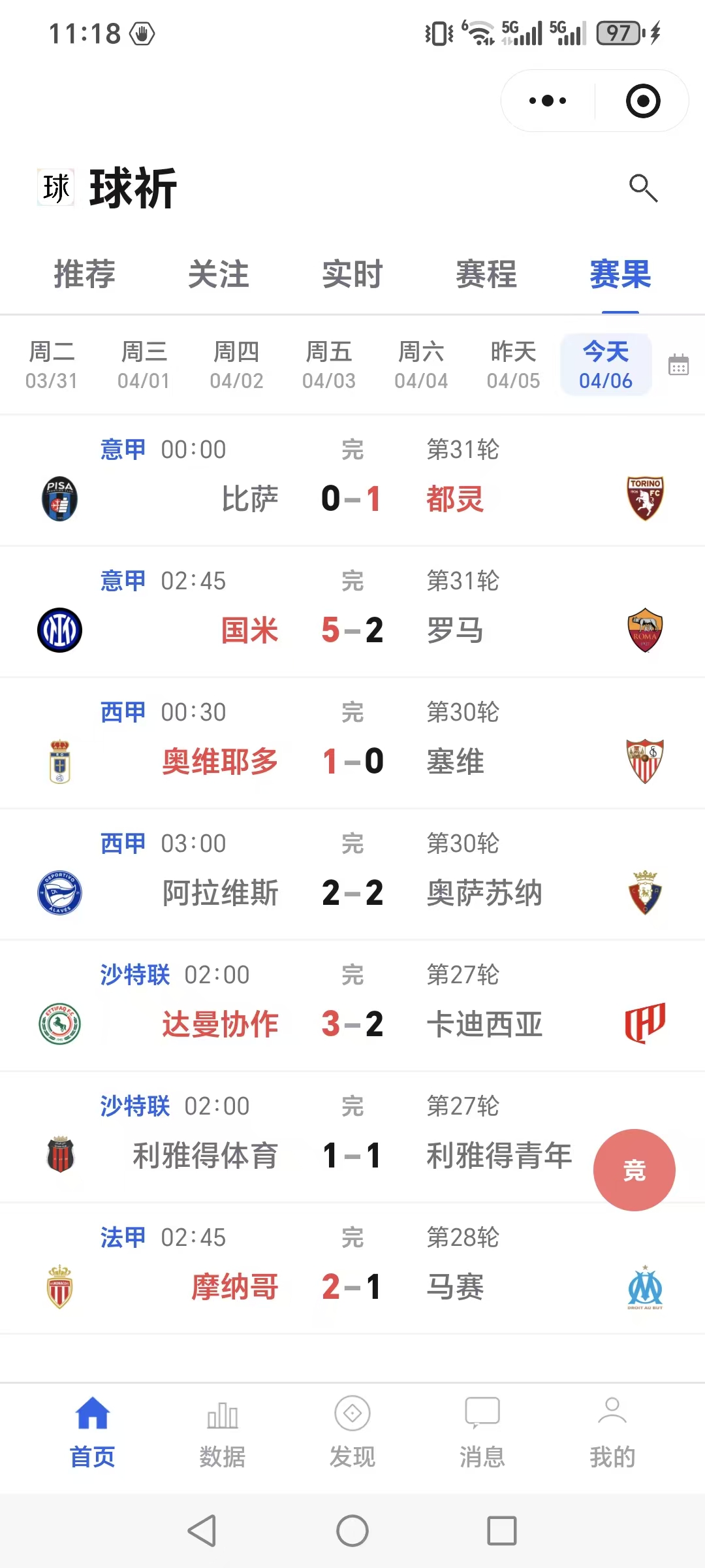 球祈首页 - 赛果数据